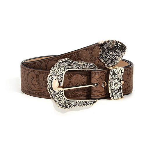 Cinto Country Feminino Cowgirl com Fivela Dourada