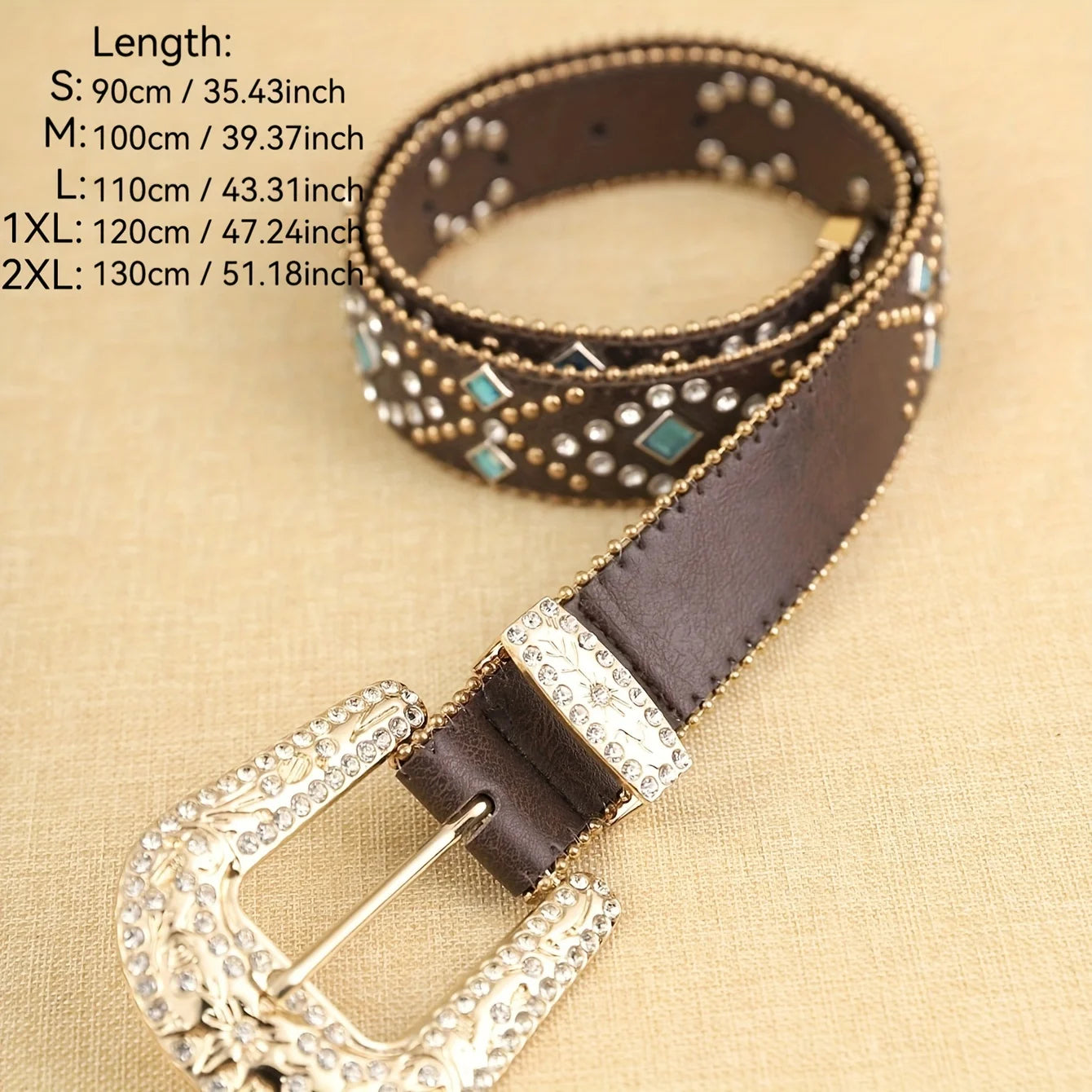 Cinto Country Feminino Strass Azul Cobalto Boho