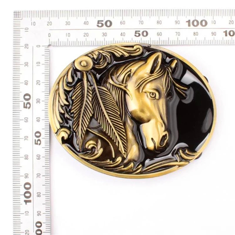 Cinto Country Feminino Couro Fivela Dourada Cabeça de Cavalo